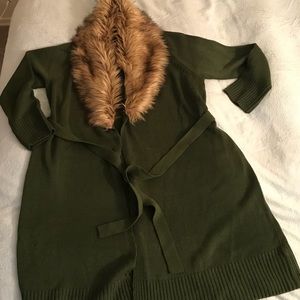 Fashion to Figure Cardigan with Faux Fur